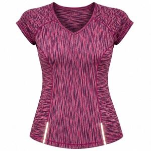 Workout Gym Short Sleeve V-Neck Shirt Pink Purple Space Dye Sz 6
